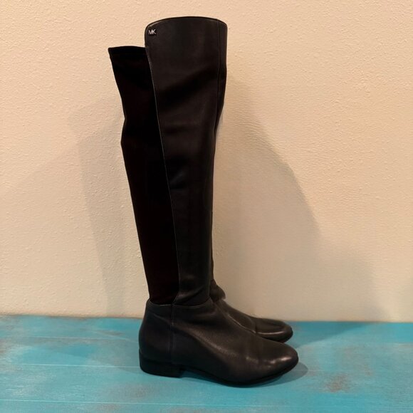 Michael Kors Bromley Over the Knee Riding Boots in Black Leather Size 6.5 - Picture 1 of 8